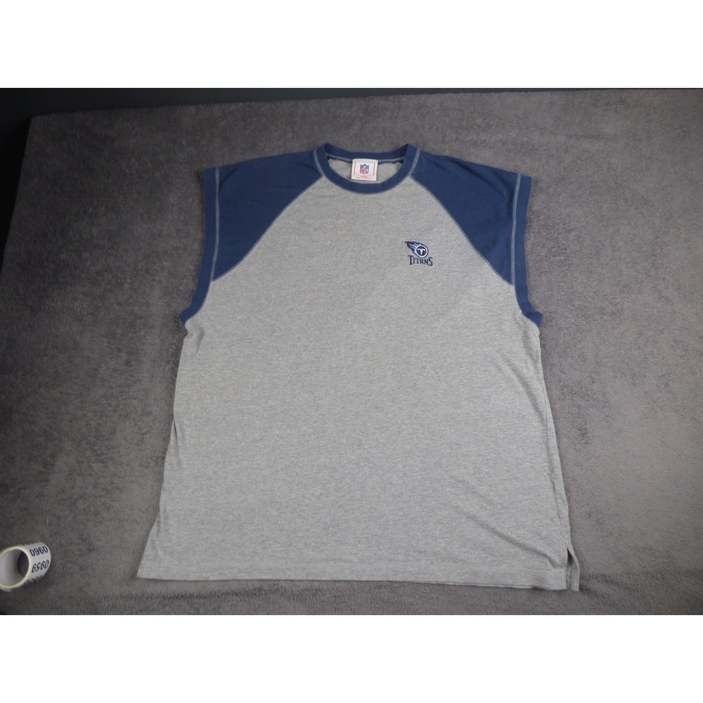 VTG NFL Tennessee Titans Sleeveless Shirt Mens 2XL Gray Blue Embroidered Logo